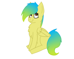 Size: 1000x800 | Tagged: safe, artist:kaged-wolf, artist:synchr0wolf, oc, oc only, oc:synchronize, pegasus, pony, chest fluff, female, gradient mane, looking up, simple background, sitting, smiling, solo, transparent background