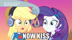 Size: 1920x1080 | Tagged: safe, edit, edited screencap, screencap, applejack, rainbow dash, rarity, equestria girls, g4, lost and found, my little pony equestria girls: better together, clothes, female, headphones, lesbian, now kiss, rainbow the shipper, ship:rarijack, shipper on deck, shipping, swimsuit, varying degrees of want