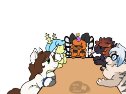 Size: 1000x747 | Tagged: safe, artist:adoeable, oc, oc only, oc:tai, birthday party, non-mlp oc, party, simple background, table, transparent background