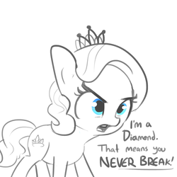 Size: 1650x1650 | Tagged: safe, artist:tjpones, diamond tiara, earth pony, pony, g4, dialogue, female, filly, jewelry, open mouth, partial color, simple background, solo, tiara, white background