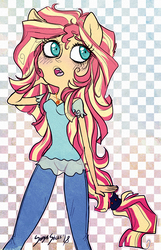 Size: 600x934 | Tagged: safe, artist:serge-stiles, sunset shimmer, equestria girls, g4, clothes, female, long hair, open mouth, ponied up, solo
