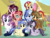 Size: 1093x832 | Tagged: safe, artist:6-fingers-lover, oc, oc only, oc:black magic, oc:fireball, oc:ghost heart, oc:lucky hoof, oc:smooth blue, oc:strong heart, oc:sugar cane, oc:sun war, earth pony, pegasus, pony, unicorn, female, magical lesbian spawn, mare, offspring, parent:applejack, parent:bulk biceps, parent:doctor fauna, parent:fluttershy, parent:maud pie, parent:pinkie pie, parent:rainbow dash, parent:rarity, parent:starlight glimmer, parent:sugar belle, parent:sunset shimmer, parent:tempest shadow, parent:trouble shoes, parent:twilight sparkle, parents:faunashy, parents:raribulk, parents:starmaud, parents:sugarpie, parents:sunsetdash, parents:tempestshimmer, parents:troublejack, parents:twidash, prone