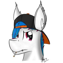 Size: 2129x2129 | Tagged: safe, artist:kamithepony, oc, oc only, oc:kami, pony, baseball cap, cap, cigarette, hat, high res, piercing, solo, teenager