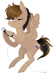 Size: 1024x1390 | Tagged: safe, artist:veincchi, oc, oc only, pony, microphone, simple background, solo, transparent background, watch