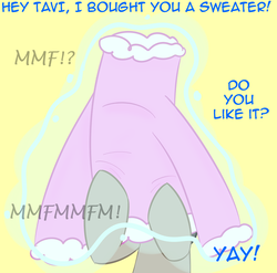 Size: 690x681 | Tagged: safe, artist:erthilo, dj pon-3, octavia melody, vinyl scratch, pony, ask octavia, g4, ask, clothes, dress, magic, offscreen character, sweater, tumblr