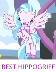 Size: 334x431 | Tagged: safe, screencap, silverstream, classical hippogriff, hippogriff, g4, school daze, eyes closed, jewelry, necklace