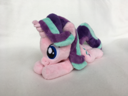 Size: 1024x768 | Tagged: safe, artist:gscuddlecraft, starlight glimmer, pony, unicorn, g4, female, irl, lying down, photo, plushie, prone, solo