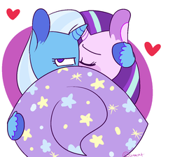 Size: 1158x1043 | Tagged: safe, artist:1racat, starlight glimmer, trixie, pony, unicorn, g4, blushing, clothes, cute, duo, eyes closed, female, hat, kissing, lesbian, ship:startrix, shipping, trixie's hat, unshorn fetlocks