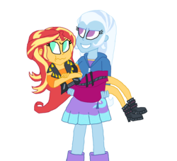 Size: 2200x2001 | Tagged: safe, artist:bigpurplemuppet99, sunset shimmer, trixie, equestria girls, g4, my little pony equestria girls: better together, female, high res, lesbian, ship:suntrix, shipping, simple background, transparent background