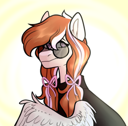 Size: 665x655 | Tagged: safe, artist:kazanzh, oc, oc only, pegasus, pony, clothes, female, glasses, mare, solo