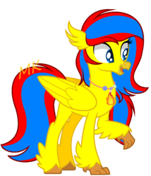 Size: 1356x1587 | Tagged: safe, artist:flamingflare123, oc, oc only, oc:flaming flare, classical hippogriff, hippogriff, base used, feathered fetlocks, jewelry, necklace, raised claw, simple background, solo, transparent background
