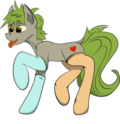 Size: 1000x1038 | Tagged: safe, artist:pegasko, oc, oc only, oc:soff frencis, pony, clothes, cute, male, simple background, socks, solo, tongue out, transparent background