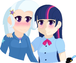 Size: 419x349 | Tagged: safe, artist:lordbreakfast, trixie, twilight sparkle, human, equestria girls, g4, female, humanized, lesbian, ship:twixie, shipping, simple background, transparent background