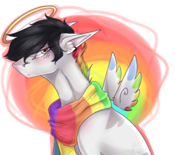 Size: 5353x4731 | Tagged: safe, artist:lastaimin, oc, oc only, pegasus, pony, absurd resolution, clothes, halo, male, scarf, simple background, solo, stallion, transparent background