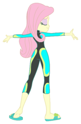 Size: 341x524 | Tagged: safe, artist:chopsticks, fluttershy, human, aww... baby turtles, equestria girls, g4, my little pony equestria girls: better together, .svg available, clothes, cute, feet, female, fluttershy's wetsuit, legs, sandals, shyabetes, simple background, solo, svg, swimsuit, transparent background, vector, wetsuit