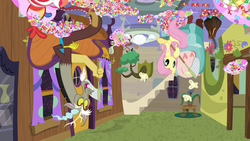 Size: 1280x720 | Tagged: safe, screencap, discord, fluttershy, pony, discordant harmony, g4, butterfly net, candy, food, upside down