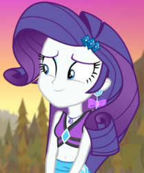 Size: 668x800 | Tagged: safe, screencap, rarity, equestria girls, g4, lost and found, my little pony equestria girls: better together, belly button, bikini, bikini top, clothes, female, midriff, pretty, rarity's blue sarong, rarity's purple bikini, sarong, solo, swimsuit