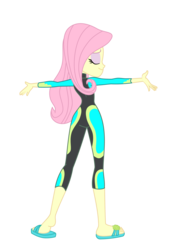Size: 2100x3000 | Tagged: safe, artist:root, fluttershy, aww... baby turtles, equestria girls, equestria girls series, g4, clothes, feet, female, flip-flops, flutterbutt, fluttershy's wetsuit, heel pop, high res, sandals, simple background, solo, swimsuit, transparent background, vector, wetsuit