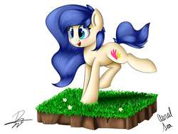 Size: 1600x1200 | Tagged: safe, artist:supermoix, oc, oc only, oc:aural sea, pony, beautiful, blue eyes, cute, grass, simple background, solo