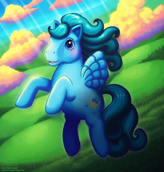 Size: 1042x1100 | Tagged: safe, artist:andrea-koupal, blueberry baskets, pegasus, pony, g1, female, mare, solo
