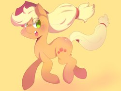 Size: 2048x1536 | Tagged: safe, artist:koto, applejack, earth pony, pony, g4, applejack's hat, cowboy hat, female, gradient background, hat, looking at you, mare, simple background, solo
