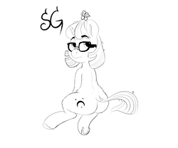 Size: 6000x5000 | Tagged: safe, artist:sunlightgryphon, derpibooru exclusive, moondancer, g4, absurd resolution, butt, glasses, looking at you, monochrome, plot