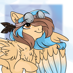 Size: 500x500 | Tagged: safe, artist:jadejellie, oc, oc only, oc:ocean drop, pegasus, pony, colored wings, female, goggles, mare, multicolored wings, solo