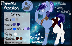 Size: 1024x655 | Tagged: safe, artist:shade4568, oc, oc only, oc:chemical reaction, earth pony, pony, glasses, male, reference sheet, solo