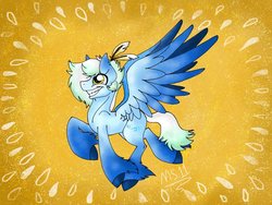 Size: 1024x768 | Tagged: safe, artist:melonseed11, oc, oc only, oc:seabreeze, pony, colored wings, gradient wings, male, rule 63, solo, stallion, unshorn fetlocks
