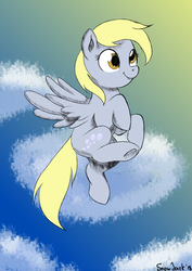 Size: 2508x3541 | Tagged: safe, artist:php97, derpy hooves, pony, g4, cloud, female, flying, high res, sky, solo