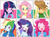 Size: 2200x1620 | Tagged: dead source, safe, artist:ryuu, editor:michaelsety, applejack, fluttershy, pinkie pie, rainbow dash, rarity, twilight sparkle, alicorn, equestria girls, g4, anime, applejack's hat, blushing, bust, clothes, cowboy hat, cute, dashabetes, diapinkes, expressions, eyes closed, female, happy, hat, human coloration, humane five, humane six, jackabetes, looking at you, one eye closed, open mouth, raribetes, shirt, shyabetes, smiling, tank top, twiabetes, twilight sparkle (alicorn), wristband