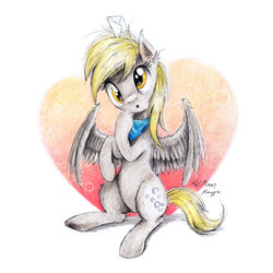 Size: 1024x1024 | Tagged: safe, artist:lailyren, artist:magfen, derpy hooves, g4, cute, derpabetes, envelope, heart, traditional art