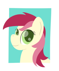 Size: 825x990 | Tagged: safe, artist:phat_guy, derpibooru exclusive, roseluck, earth pony, pony, g4, blue background, bust, female, frame, lineless, looking at you, mare, minimalist, modern art, portrait, simple background, smiling, solo