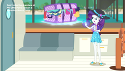 Size: 1920x1080 | Tagged: safe, screencap, rarity, equestria girls, g4, my little pony equestria girls: better together, the salty sails, clothes, feet, female, flip-flops, geode of shielding, hat, lifejacket, rarity's blue sarong, sandals, sarong, solo, sun hat, swimsuit