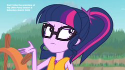 Size: 1920x1080 | Tagged: safe, screencap, sci-twi, twilight sparkle, equestria girls, g4, my little pony equestria girls: better together, the salty sails, angry, clothes, female, geode of telekinesis, glasses, lifejacket, magical geodes, one-piece swimsuit, ponytail, sci-twi swimsuit, solo, swimsuit