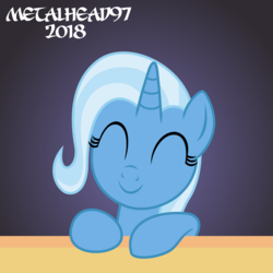 Size: 3999x3999 | Tagged: safe, artist:metalhead97, trixie, pony, unicorn, g4, ^^, beautiful, cute, diatrixes, eyes closed, female, gradient background, high res, prize, reward, smiling, solo