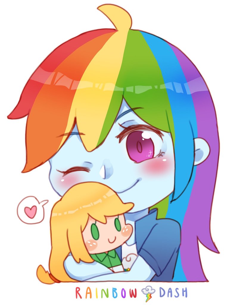 Safe Artist Dcon Applejack Rainbow Dash Human Equestria