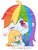 Size: 1557x2048 | Tagged: safe, artist:dcon, applejack, rainbow dash, human, equestria girls, g4, cute, dashabetes, female, heart, jackabetes, lesbian, looking at you, one eye closed, pictogram, plushie, ship:appledash, shipping, simple background, smiling, solo, white background, wink