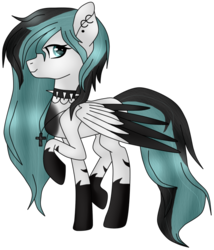 Size: 666x778 | Tagged: safe, artist:cindystarlight, oc, oc only, oc:juille, pegasus, pony, choker, female, mare, simple background, solo, spiked choker, transparent background