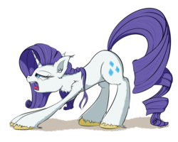 Size: 2000x1600 | Tagged: safe, artist:coldtrail, rarity, pony, unicorn, g4, behaving like a cat, face down ass up, female, mare, open mouth, plushie, simple background, solo, transparent background, yawn