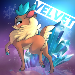 Size: 1080x1080 | Tagged: safe, artist:bluefeathercat, velvet (tfh), deer, reindeer, them's fightin' herds, butt, commission, community related, female, plot, signature, solo