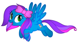 Size: 2017x1121 | Tagged: safe, artist:thecreativeenigma, oc, oc only, oc:azure acrylic, pegasus, pony, bow, female, hair bow, mare, simple background, solo, transparent background