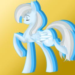Size: 4000x4000 | Tagged: safe, artist:chelseawest, oc, oc only, oc:glass winter, pegasus, pony, absurd resolution, eyes closed, female, mare, raised hoof, solo