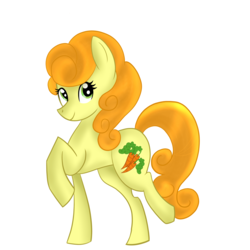 Size: 3000x3000 | Tagged: safe, artist:chelseawest, artist:missaquapastel, carrot top, golden harvest, pony, g4, female, high res, raised hoof, simple background, solo, white background