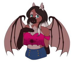 Size: 1571x1322 | Tagged: safe, artist:hpwendiz, oc, oc only, oc:lady lovegreen, dracony, hybrid, anthro, anthro oc, chest fluff, clothes, commission, fangs, female, gift art, mare, mother, off shoulder, shorts, simple background, smiling, solo, tank top, transparent background