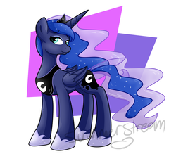 Size: 4000x3500 | Tagged: safe, artist:xsummerstream, princess luna, alicorn, pony, g4, abstract background, female, mare, paint tool sai, smiling, solo