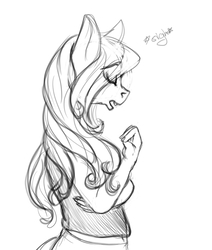 Size: 762x900 | Tagged: safe, artist:littlewolfstudios, oc, oc:mistress foxxie hearts, anthro, annoyed, ask, bust, curly mane, doodle, female, profile, sigh, sketch, tumblr