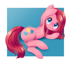 Size: 1978x1817 | Tagged: safe, artist:shusu, pinkie pie, earth pony, pony, g4, armpits, belly button, blushing, cute, cuteamena, diapinkes, female, looking at you, mare, nervous, pinkamena diane pie, pixiv, solo, wavy mouth