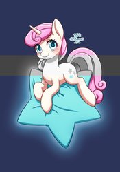 Size: 700x1000 | Tagged: safe, artist:shusu, twinkleshine, pony, unicorn, g4, female, looking at you, mare, pillow, rare mare, solo