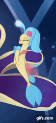 Size: 212x466 | Tagged: safe, screencap, princess skystar, seapony (g4), g4, my little pony: the movie, animated, blue mane, blue tail, bubble, clapping, clothes, colored pupils, coral, crepuscular rays, cropped, cute, dorsal fin, eyes closed, eyeshadow, female, fin, fin wings, fins, fish tail, floppy ears, flower, flower in hair, flowing mane, flowing tail, gif, glowing, jewelry, laughing, makeup, necklace, ocean, one small thing, pearl necklace, regalia, scales, seaquestria, seashell necklace, see-through, smiling, solo, swimming, tail, throne, throne room, underwater, water, wings